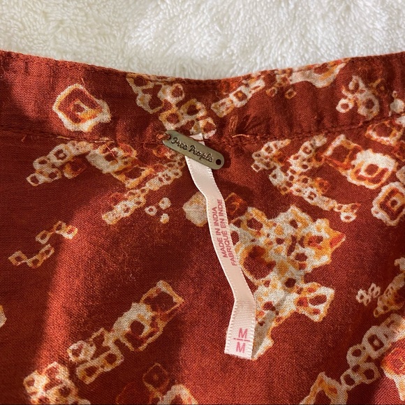 FREE PEOPLE Red Patterned Button Down Shirt - Picture 3 of 3